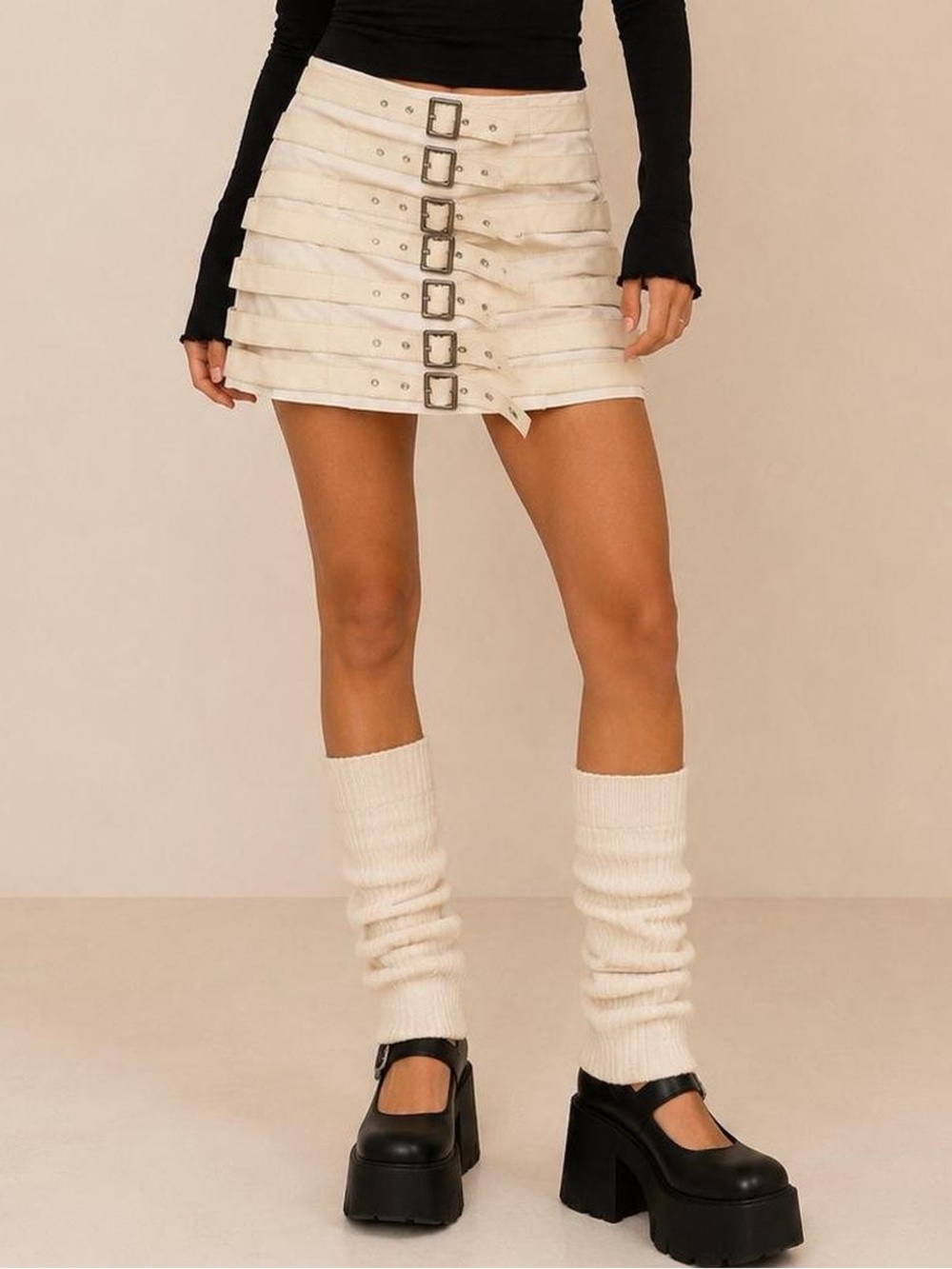 Tripp NYC White Buckle Mini Skirt XS Punk Mall Goth Y2K Rare Alternative